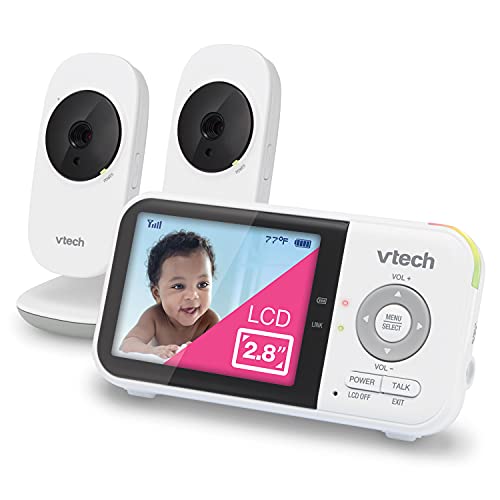 0735078051004 - VTECH VM819-2 VIDEO BABY MONITOR WITH 19-HOUR BATTERY LIFE, 2 CAMERAS, 1000FT LONG RANGE, AUTO NIGHT VISION, 2.8” SCREEN, 2-WAY AUDIO TALK, TEMPERATURE SENSOR, POWER SAVING MODE AND LULLABIES