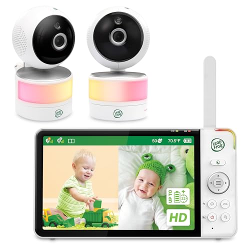 0735078051615 - LEAPFROG LF920-2HD 7 FULL COLOR 360 DEGREE PAN & TILT SPLIT-SCREEN VIDEO BABY MONITOR WITH 2 CAMERAS AND AUDIO,COLOR NIGHT VISION, NIGHT LIGHT, SOOTHING SOUNDS AND TEMPERATURE/HUMIDITY SENSOR