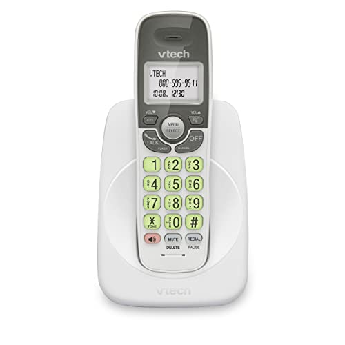 0735078052087 - VTECH VG101 DECT 6.0 CORDLESS PHONE FOR HOME, BLUE-WHITE BACKLIT DISPLAY, BACKLIT BIG BUTTONS, FULL DUPLEX SPEAKERPHONE, CALLER ID/CALL WAITING, EASY WALL MOUNT, RELIABLE 1000 FT RANGE (WHITE/GREY)