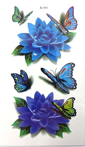 0735201514987 - 3D BUTTERFLY ROSE TEMPORARY TATTOOS TATTOOS THAT LOOK REAL