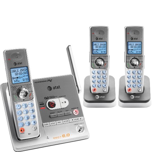 0735204420681 - AT&T SL82318 DECT 6.0 CORDLESS PHONE, SILVER/GRAY, 3 HANDSETS