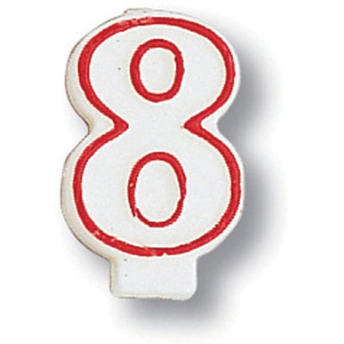 0073525007144 - CREATIVE CONVERTING 80159033 #8 RED OUTLINE NUMERAL BIRTHDAY CANDLE