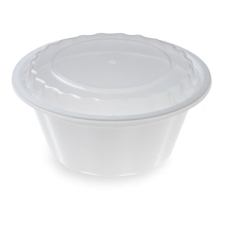 0735255756913 - RESTAURANTWARE 100 COUNT 7.2 X 3.1 ASPORTO MICROWAVABLE COLLECTION ROUND PP TO GO BOX WITH CLEAR LID, 32 OZ, WHITE