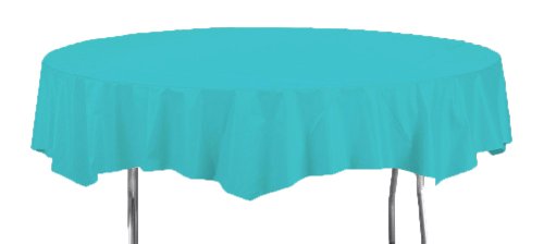 0073525812830 - CREATIVE CONVERTING OCTY-ROUND PLASTIC TABLE COVER, 82-INCH, BERMUDA BLUE