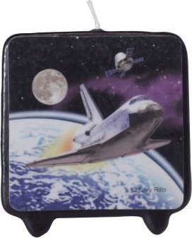 0073525823027 - SPACE ODYSSEY PRINTED CANDLE ~ SHUTTLE IN FLIGHT (3 X 3)