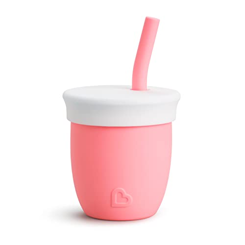0735282177774 - MUNCHKIN C’EST SILICONE! OPEN TRAINING CUP AND STRAW CUP FOR BABIES AND TODDLERS, 4 OUNCE, CORAL