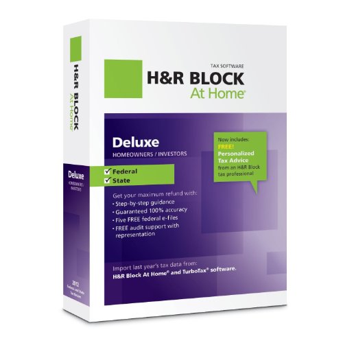 0735290104007 - H&R BLOCK AT HOME 2012 DELUXE + STATE