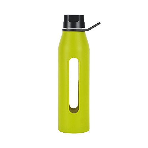 0735533928728 - TAKEYA 22 OUNCE CLASSIC GLASS WATER BOTTLE WITH SILICONE SLEEVE AND TWIST CAP, GREEN