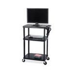 0073555894424 - SAFCO HEIGHT ADJUSTABLE A/V EQUIPMENT CART - UP TO 27 SCREEN SUPPORT - PLASTIC - BLACK