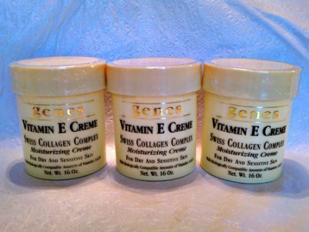 0735591044101 - VITAMIN E CREME FOR DRY AND SENSITIVE SKIN - FAMILY 3 PACK! (GENES - SWISS COLLAGEN COMPLEX) BY PANCO