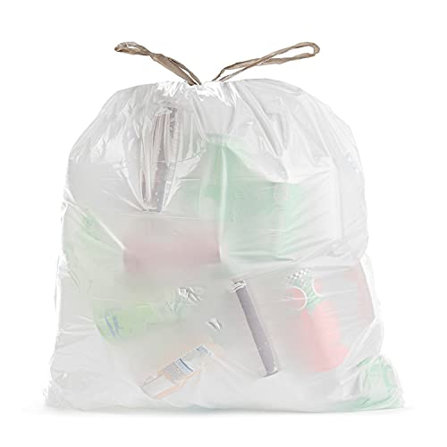 0735692035213 - ALUF PLASTICS 4 GALLON 0.5 MIL WHITE TRASH BAGS - 17 X 16 - PACK OF 200 - FOR HOME, KITCHEN, BATHROOM, & OFFICE
