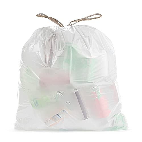 0735692036401 - ALUF PLASTICS 8 GALLON 0.7 MIL WHITE DRAWSTRING TRASH BAGS - 22 X 22 - PACK OF 200 - FOR HOME, KITCHEN, BATHROOM, & OFFICE
