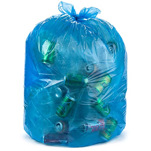 0735692037613 - ALUF PLASTICS 33 GALLON 1.0 MIL BLUE TRASH BAGS - 33 X 38 - PACK OF 100 - FOR HOME, KITCHEN, BATHROOM, & RECYCLING