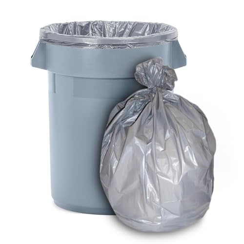 0735692039464 - ALUF PLASTICS 55-60 GALLON 1.7 MIL SILVER TRASH BAGS - 39 X 56 - PACK OF 50 - FOR INDUSTRIAL, HOME, & STORAGE