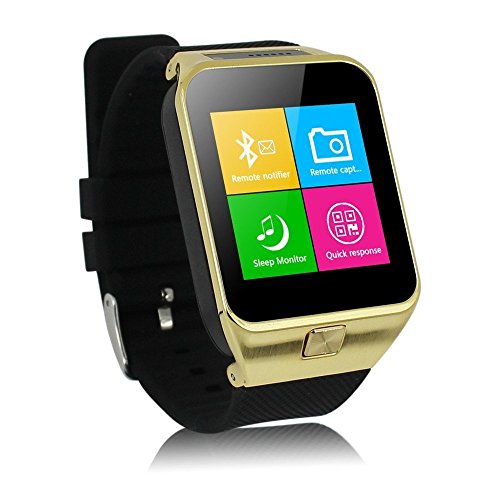 0735810743181 - UNLOCKED QUAD-BAND S29 SMART WATCH PHONE SUPPORT CAMERA TF CARD MICRO SD CARD SIM CARD BLUETOOTH WRIST SMARTWATCH SMART MOBILE PHONE (GOLDEN)