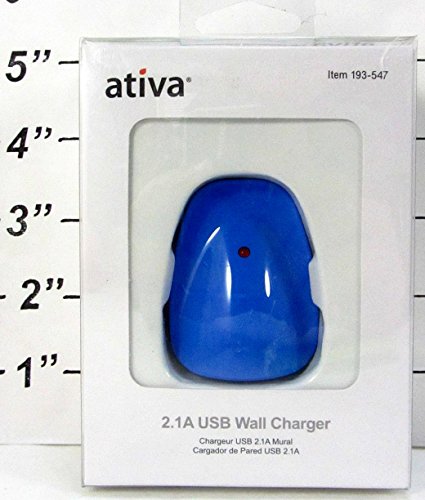 0735854933210 - ATIVA 2.1 AMP USB WALL CHARGER - BLUE