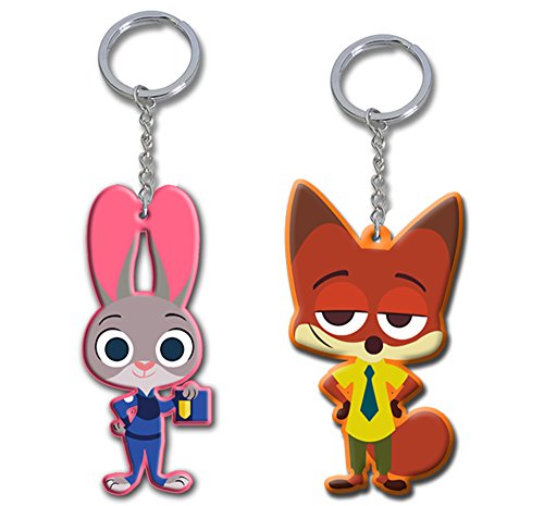 0735980009445 - 2 ZOOTOPIA OFFICER JUDY HOPPS & NICK WILDE FIGURES TOYS CHARMS KEYCHAIN DANGLE