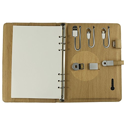 0735980477312 - HARDCOVER NOTEBOOK WITH PORTABLE CHARGER EXTERNAL BATTERY POWER BANK AND USB FLASH DRIVE,10000MAH,16GB,A5 SIZE FOR APPLE IPHONE 5 5S 5C 6 6S PLUS SAMSUNG GALAXY NOTE 3 4 5 S3 S4 S5 S6 (YELLOW/BLACK)