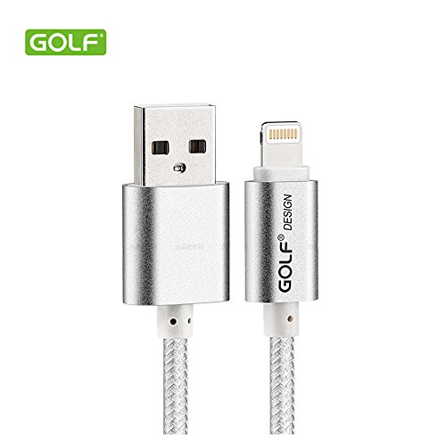 0735980504193 - GOLF METAL BRAIDED WIRE SYNC DATA CHARGER CABLE FOR IPHONE 5 5S 6 PLUS S IPAD 4 5 SILVER 5FT 1.5M