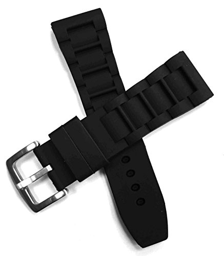 0735980717104 - GENERIC 26MM BLACK SILICONE RUBBER DIVER WATCH BAND WATERPROOF SPORT STAINLESS STEEL BUCKLE
