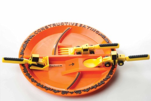 0736211125163 - CONSTRUCTIVE EATING - CONSTRUCTION UTENSIL SET WITH CONSTRUCTION PLATE