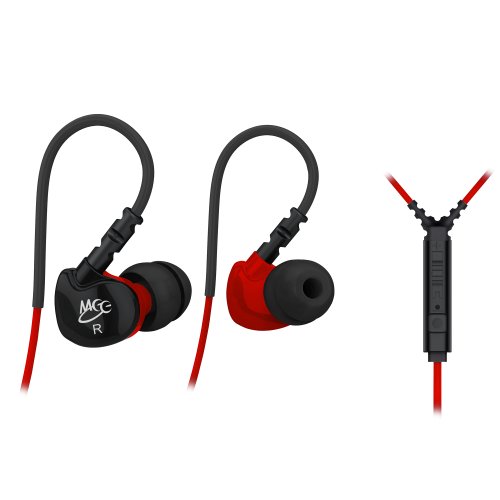 0736211199768 - MEE AUDIO SPORT-FI S6P MEMORY WIRE IN-EAR HEADPHONES WITH MICROPHONE, REMOTE, VOLUME CONTROL, AND SPORTS ARMBAND (RED/BLACK)