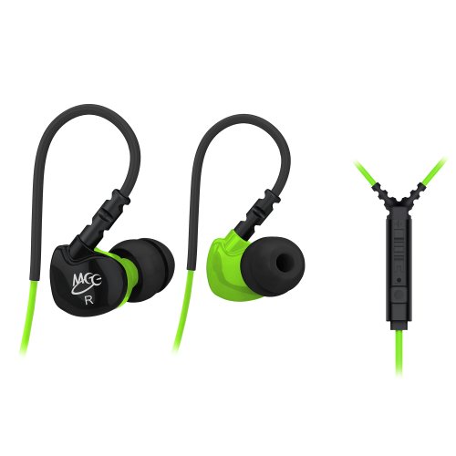 0736211199867 - MEE AUDIO SPORT-FI S6P MEMORY WIRE IN-EAR HEADPHONES WITH MICROPHONE, REMOTE, VOLUME CONTROL, AND SPORTS ARMBAND (GREEN/BLACK)