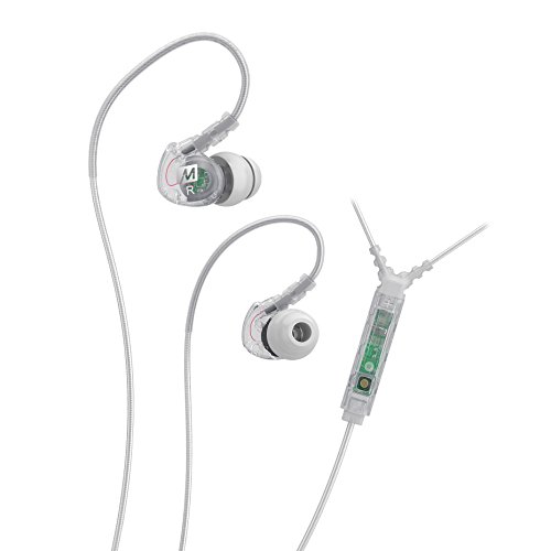 0736211200068 - MEE AUDIO SPORT-FI M6P MEMORY WIRE IN-EAR HEADPHONES WITH MICROPHONE, REMOTE, AND UNIVERSAL VOLUME CONTROL (CLEAR)