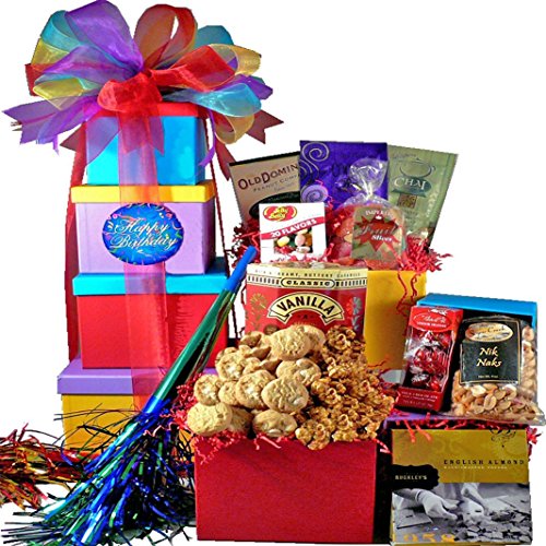 0736211599346 - ART OF APPRECIATION GIFT BASKETS HAPPY BIRTHDAY SURPRISE GOURMET FOOD AND SNACKS GIFT TOWER