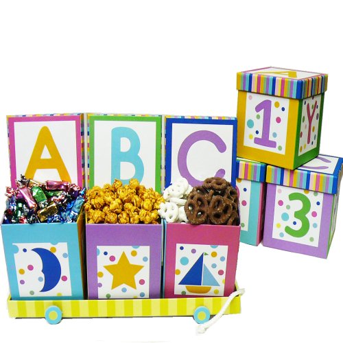 0736211599643 - ART OF APPRECIATION GIFT BASKETS ABC'S AND 123'S BABY GIFT BOX SNACK SET, NUETRAL BOY OR GIRL