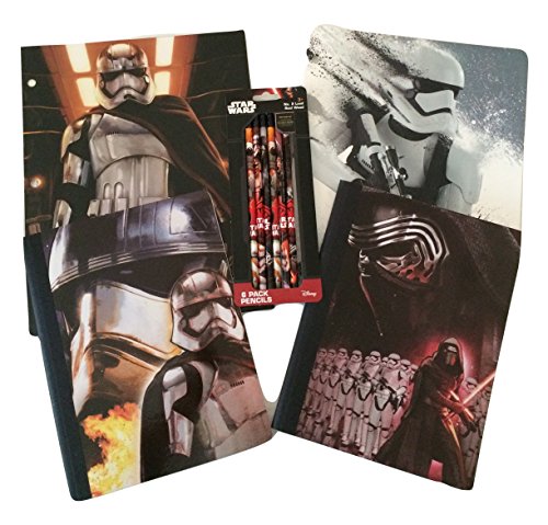0736283340693 - STAR WARS FORCE AWAKENS SCHOOL SUPPLY BUNDLE - WIDE RULED COMPOSITION NOTEBOOKS, TWO POCKET PORTFOLIO FOLDERS AND PENCILS - 5 ITEMS TOTAL