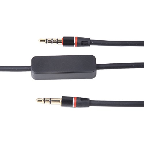 0736362742851 - FIONA BLACK 3.5MM 1/8 AUDIO CABLE LEAD CORD STEREO JACK CABLE WITH MIC FOR SKULLCANDY OVER-THE-EAR HEADPHONE