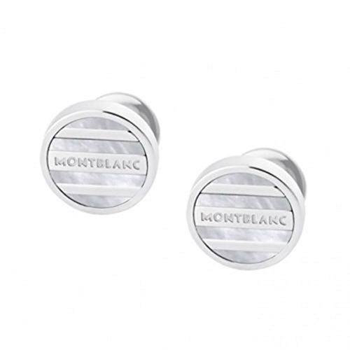 0736415869511 - MONTBLANC ST. SILVER CUFFLINKS WHITE MOTHER OF PEARL GERMANY 107046 $495 # 28