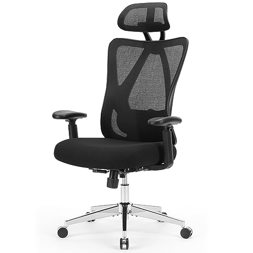 0736571243170 - ERGONOMIC OFFICE CHAIR - EXECUTIVE HIGH BACK DESK CHAIR WITH 2D FLIP-UP ARMRESTS, HEIGHT ADJUSTABLE GAMING CHAIR WITH LUMBAR SUPPORT, 360° SWIVEL MESH CHAIR WITH TILT FUNCTION
