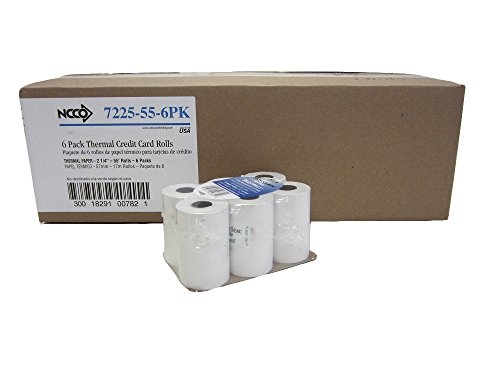 0736631180902 - NATIONAL CHECKING COMPANY (NCCO) REGISTER ROLL 7225-55-6PK - 1 CASE WITH 6 TRAYS OF 10 ROLLS - 60 TOTAL ROLLS OF 2.25 INCHES WIDE X 55 FEET LONG WHITE THERMAL PAPER