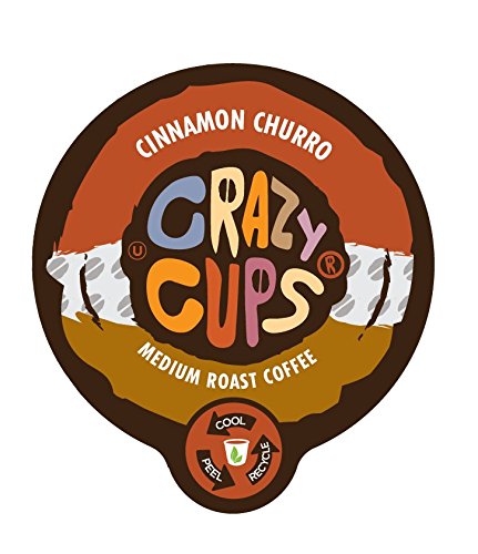 0736842355380 - CRAZY CUPS CINNAMON CHURRO FLAVORED COFFEE SINGLE SERVE CUPS FOR KEURIG K-CUP BREWER, 22 COUNT