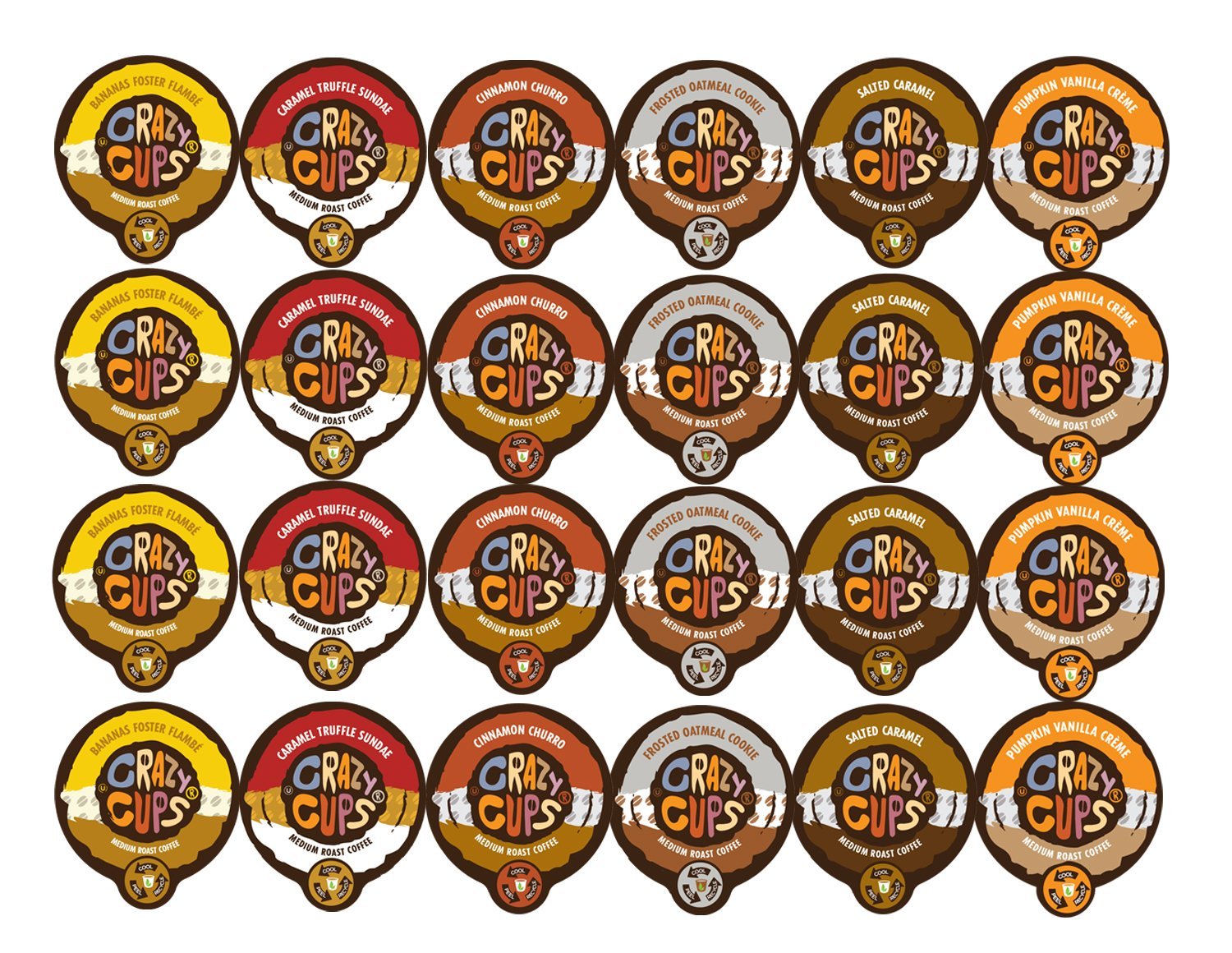 0736842355540 - CRAZY CUPS COFFEE FLAVOR LOVERS SINGLE SERVE CUPS VARIETY PACK SAMPLER FOR THE K CUP BREWER, 24 COUNT