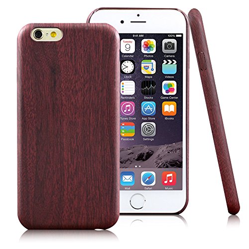 0736950548520 - IPHONE 6S/6 CASE,LOTUS CLASSIC COOL VINTAGE NTURE PU WOOD PATTERN DESIGN DURABLE TPU PROTECTIVE SHELL COVER FOR IPHONE 6S/6 -FEATURED WITH SOFT MICROFIBER INNER-WITH SMALL GIFT-DEEP RED