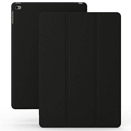 0736983027993 - IPAD AIR 2 CASE (IPAD 6) - KHOMO DUAL SUPER SLIM BLACK COVER WITH RUBBERIZED BACK AND SMART FEATURE (BUILT-IN MAGNET FOR SLEEP / WAKE FEATURE) FOR APPLE IPAD AIR 2 TABLET