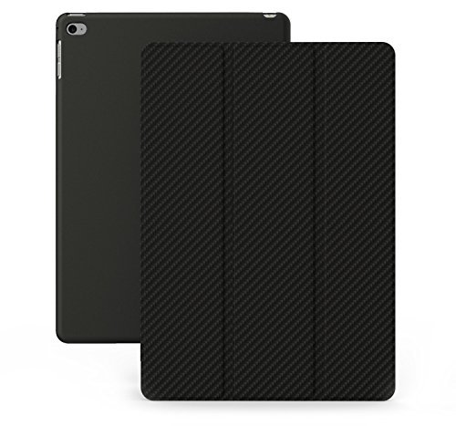 0736983028006 - KHOMO DUAL SUPER SLIM CARBON FIBER COVER WITH RUBBERIZED BACK AND SMART FEATURE FOR IPAD AIR 2 CASE (IP-AIR-2-CARBON)