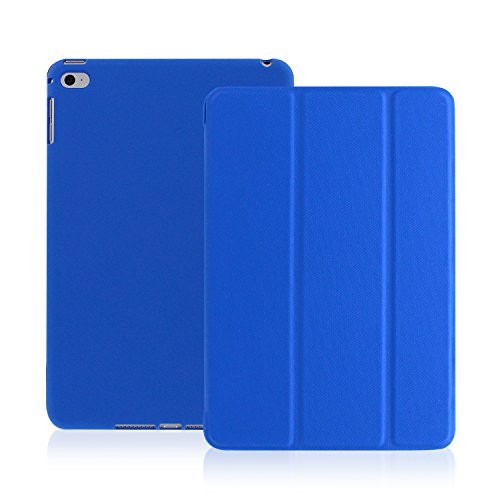 0736983028259 - IPAD AIR 2 CASE (IPAD 6) - KHOMO DUAL SUPER SLIM DARK BLUE TWILL COVER WITH RUBBERIZED BACK AND SMART FEATURE (BUILT-IN MAGNET FOR SLEEP / WAKE FEATURE) FOR APPLE IPAD AIR 2 TABLET