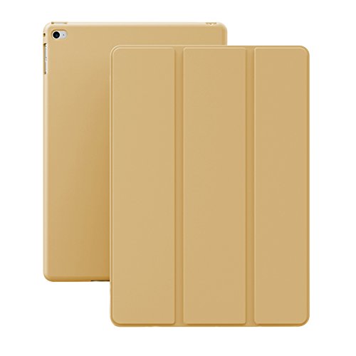 0736983028594 - IPAD AIR 2 CASE (IPAD 6) - KHOMO DUAL SUPER SLIM GOLD COVER WITH RUBBERIZED BACK AND SMART FEATURE (BUILT-IN MAGNET FOR SLEEP / WAKE FEATURE) FOR APPLE IPAD AIR 2 TABLET