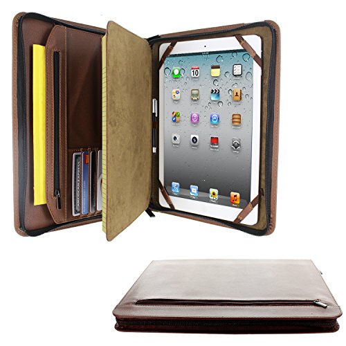 0736983029263 - KHOMO BROWN EXECUTIVE PADFOLIO CASE WITH NOTEPAD HOLDER AND POCKETS FOR APPLE IPAD PRO