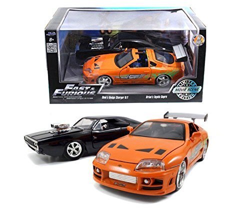 0736983503107 - JADA 1/24 THE FAST & FURIOUS DOM'S DODGE CHARGER R/T & BRIAN'S TOYOTA SUPRA ~2 CARS SET~