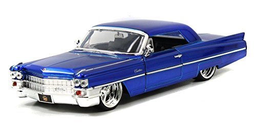 0736983504180 - NEW 1:24 DISPLAY BIG TIME MUSCLE - 1963 BLUE CADILLAC DIECAST MODEL CAR BY JADA TOYS
