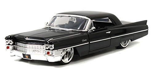 0736983504197 - NEW 1:24 DISPLAY BIG TIME MUSCLE - 1963 BLACK CADILLAC DIECAST MODEL CAR BY JADA TOYS