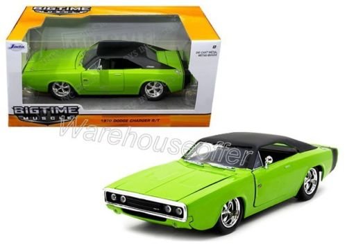 0736983507235 - NEW 1:24 W/B BIG TIME MUSCLE - GREEN 1970 DODGE CHARGER R/T DIECAST MODEL CAR BY JADA TOYS