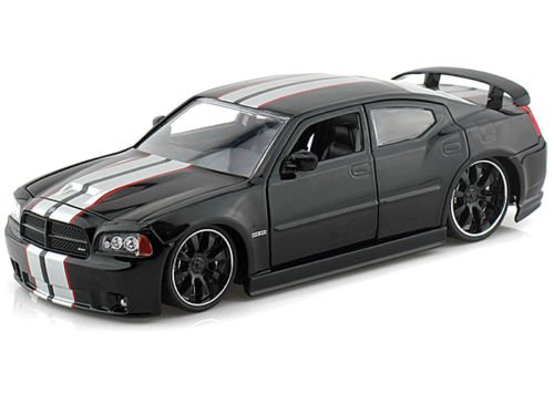 0736983516299 - NEW 1:24 DISPLAY BIG TIME MUSCLE - BLACK 2006 DODGE CHARGER SRT8 DIECAST MODEL CAR BY JADA TOYS