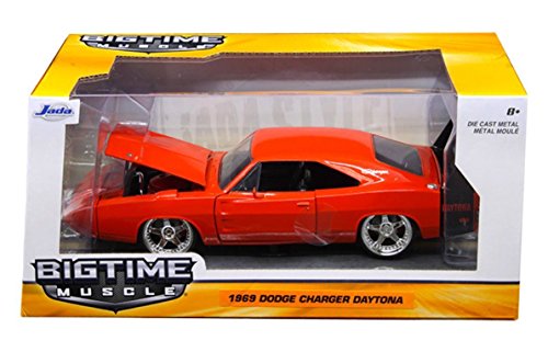 0736983520159 - NEW 1:24 W/B BIG TIME MUSCLE - RED 1969 DODGE CHARGER DAYTONA DIECAST MODEL CAR BY JADA TOYS