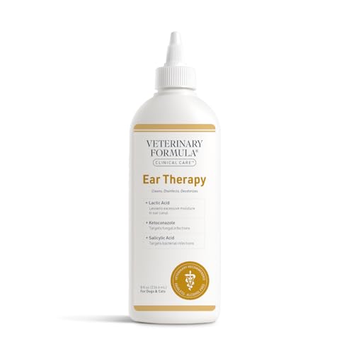 0736990018144 - VETERINARY FORMULA CLINICAL CARE EAR THERAPY, 8 OZ. – CAT AND DOG EAR CLEANER – HELPS SOOTHE ITCHINESS AND CLEAN THE EAR CANAL OF DEBRIS AND BUILDUP